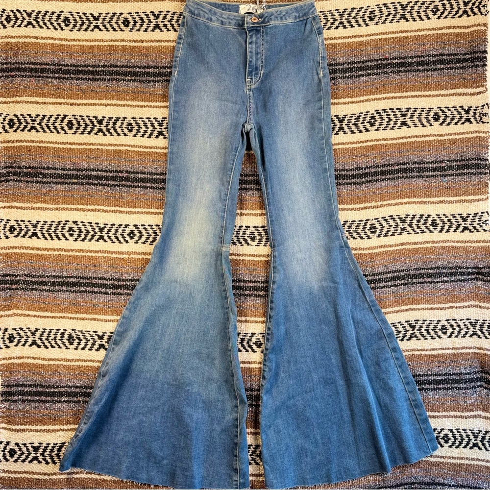 Free People We The Free Just Float On Flare Jeans 26 Blue Bell Bottom High Rise